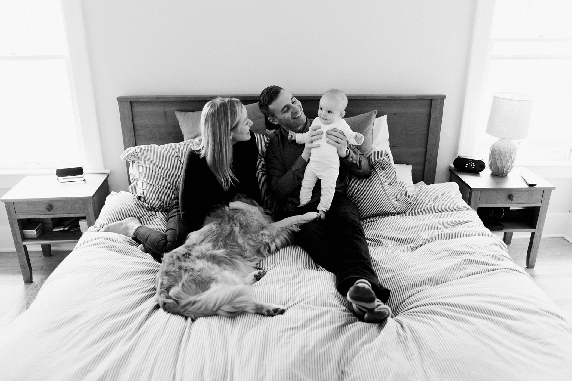 Penny and her humans at home in Ann Arbor