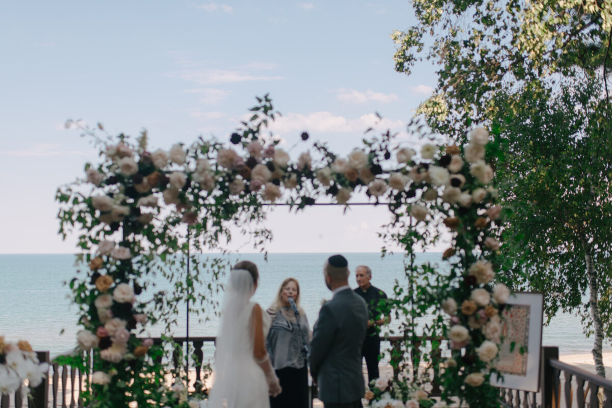 A wedding ceremony overlooking Lake Huron on a private estate.