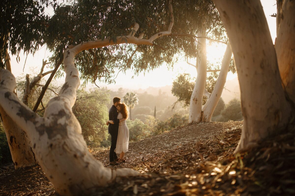 romantic engagement portrait in the hills of Los Angeles