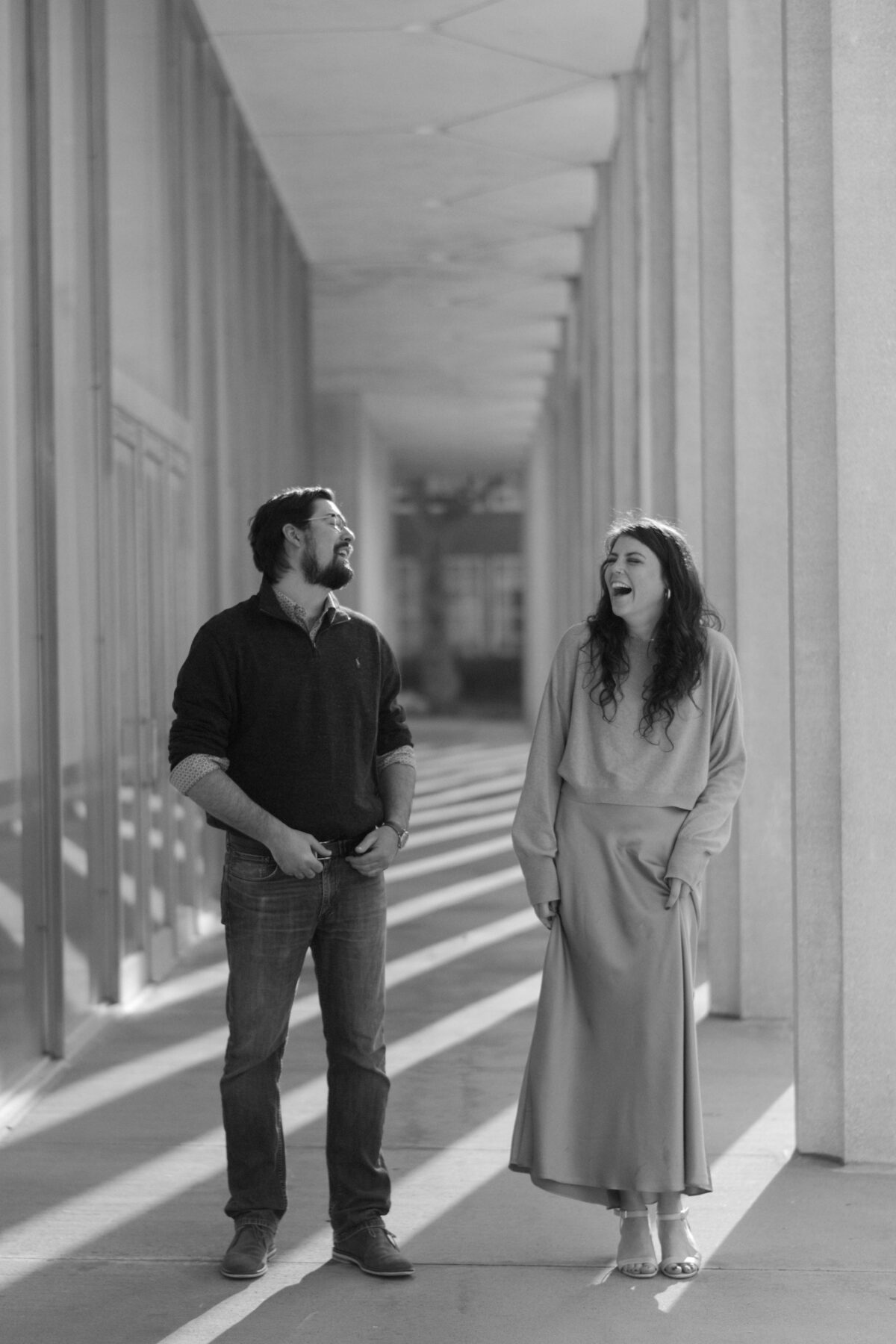An engagement session on Wayne state's campus